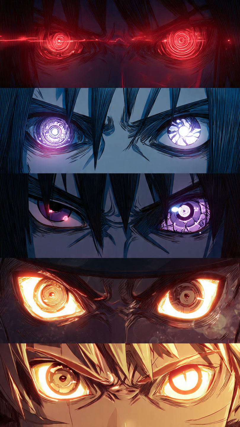Anime Power Eyes Collage Poster | Intense Aura Wall Art | Premium Otaku Decor