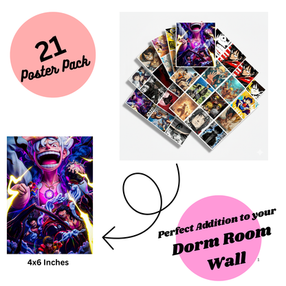 "Epic Anime Legends: 21 Mini Poster Set (4×6 Inches)"