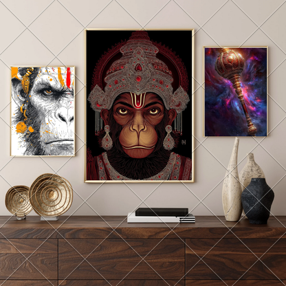 Unleash Divine Strength – Lord Hanuman 9-Poster Power Pack | Sacred Bajrangbali Wall Art for Protection, Courage & Positivity