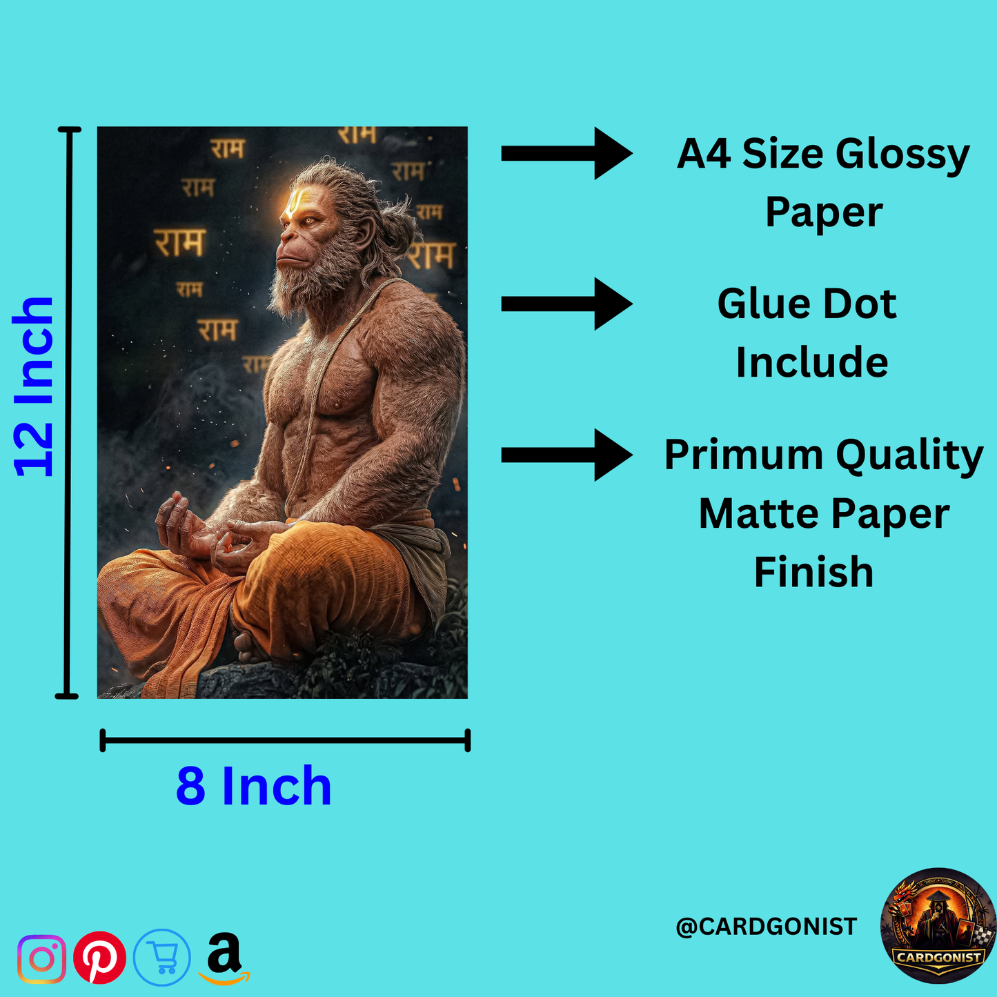 Unleash Divine Strength – Lord Hanuman 9-Poster Power Pack | Sacred Bajrangbali Wall Art for Protection, Courage & Positivity