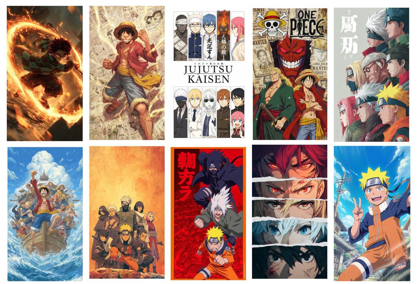 Ultimate Anime Fusion – 10 Iconic Anime Poster Pack | Power, Action & Style Wall Art for True Otaku Fans