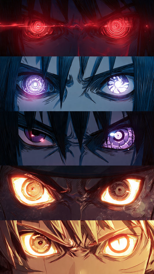 Anime Power Eyes Collage Poster | Intense Aura Wall Art | Premium Otaku Decor